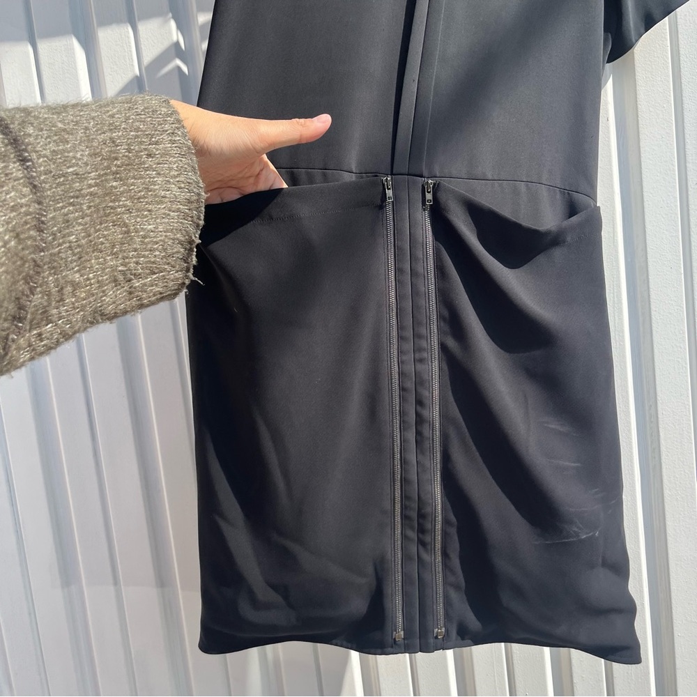 MAISON‎ MARTIN MARGIELA black short sleeve zip up pocket detail midi dress - Picture 2 of 12